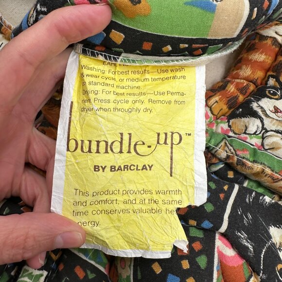 Vintage Kitty Cat Sleeping Bag Convertible Stadium Blanket Barclay Bundle Up 70s - Picture 4 of 9